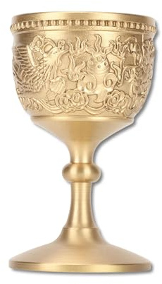 QWUUYEC Retro Gold Kelch Goldene Weingläser - Vintage Trinkkelch, Metallkelch, Robust Messing, Drachen & Phönix Relief, Bar & Wohnkultur, Exquisites for Friends & Family