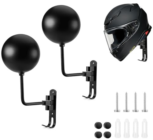CHUANFU Helmhalterung Wand Wandmontage, Motorradhelm Helmhalterung Wand, 180° Rotation Metall Helm Halter Wandhalterung mit Haken Huthalterung für Reithelm Motorradhelm Mützen Schlüsse