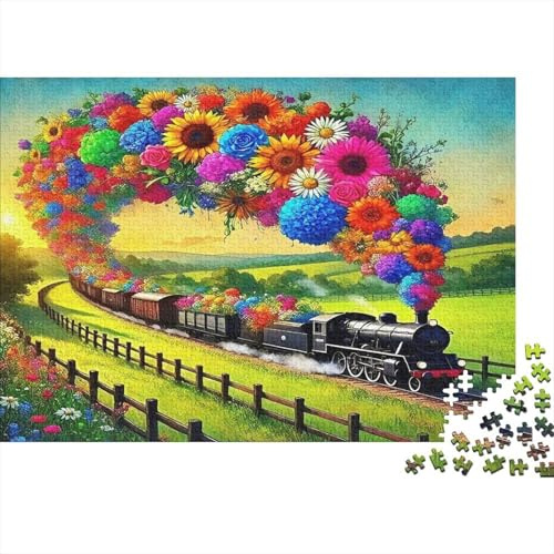 Dampfzug 1000 Teile Puzzle für Erwachsene Papier Landlandschaft Entspannung Konzentration Familienspiel Wohndekoration Geschenk 70x50cm/1000pcs