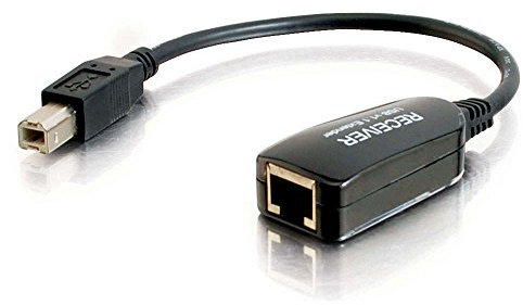 C2G /Cables to Go 29353 1 Puerto USB 1.1 sobre Cat5 Superbooster Extender Dongle RJ45 Hembra a USB B Macho Receptor