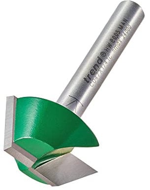 Trend CraftPro Bevel Trimmer Router Cutter Bit, 1/4 Inch Shank, 25.4mm Cut Diameter & 10mm Cut Length, Chamfer Angle 60 Degrees, Tungsten Carbide Tipped, C047X1/4TC