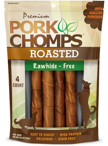 Pork Chomps Kauspielzeug für Hunde, geröstetes Schweinefleisch, 15,2 cm, 4 Stück