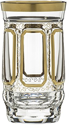 ARNSTADT KRISTALL Longdrinkglas Wasserglas Antike (12,7 cm) - Kristallglas mundgeblasen · handgeschliffen · Handmade in Germany · inkl. 24 Karat Goldrand