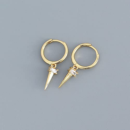 DSHUAI Goldene Ohrringe Damen,Damen Goldene Eingelegte Strass-Nieten Baumeln Ohrringe Ganzkörper 925 Material Runde Allergie-Ohrring-Geschenke Für Sie