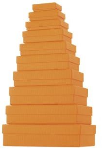 Stewo Geschenkboxen-Set Kartonage, 10-er Satz mit Rillenprägung, orange