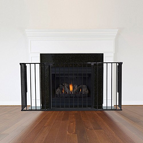 Safetots Multi Panel Fire Surround, 33D X138W, Black, 70cm Tall, Child and Pet Fire Safety, Baby and Toddler Fire Guard, Safety Barrier for Fireplaces, Easy Installation