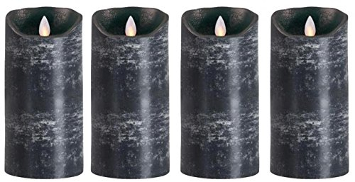 sompex LED Kerzen mit Timerfunktion und flackernder Flamme, anthrazit ⌀ 8cm, Höhe wählbar 12,5 cm, 18cm, 23cm, Adventskranz 4er Sets, Weihnachtsdeko, LED Deko (4x18cm)