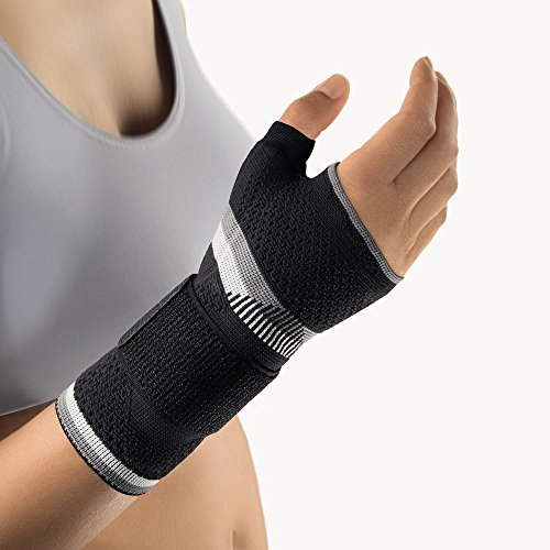 Bort 112940 medium links schwarz ManuBasic Plus Handgelenkbandage mit Daumeneinschluß, rechts oder links tragbar in verschiedenen Farben, links medium, schwarz