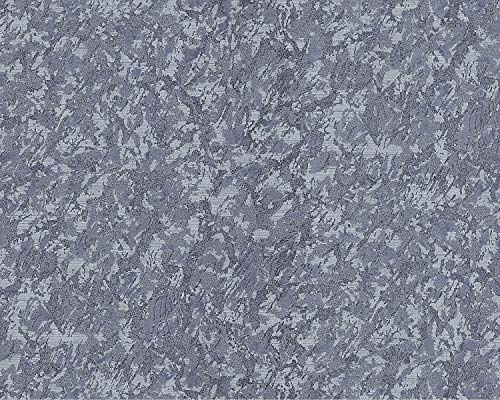 Uni Tapete EDEM 9076-27 Vliestapete geprägt in Spachteloptik und Metallic Effekt grau tauben-blau blau-grau 10,65 m2