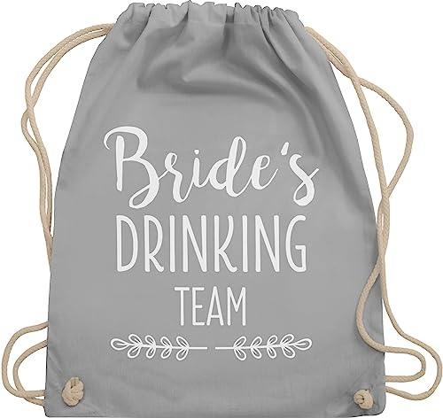 Turnbeutel Rucksack - JGA Junggesellenabschied Frauen - Brides Drinking Team Bride - Unisize - Hellgrau - utensilien junggesellinnenabschied brauttaschen bachelorette party bride's beutel