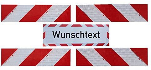 UvV Set 4 Stück 3M-Folien magnetische Kfz-Warnmarkierung Typ 823i Anwendungspaket Plus 45x15 cm Magnet Schild reflektierend (Wunschtext)