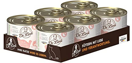 Dr. Link® Pure Sensitive 6x200g Premium-Nassfutter für Katzen: Lachs und Geflügel | getreidefrei | 100% tierisches Protein