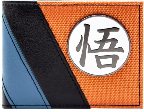 Dragon Ball Z FighterZ Goku Kanji Éveil Insigne Métallique Portefeuille Bi-Fold Porte-Carte d'Identité & Porte-Carte, Orange