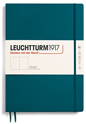 LEUCHTTURM1917 359791Notizbuch Master Slim (A4+) Hardcover, 123 nummerierte Seiten, Pacific Green, Blanko
