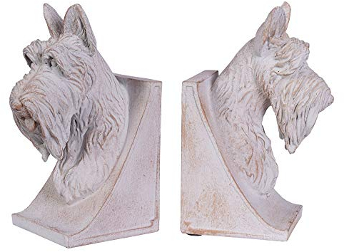 Zwei Buchstützen Scottisch Terrier Buchständer Hundefigur Hundekopf Landhausstil cw223 Palazzo Exklusiv