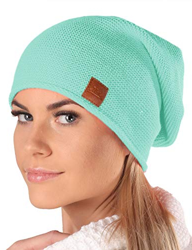 Mikos*Mütze Damen Beanie Frühling Strickmützen für Damen Chemo Damenmütze in Vielen Farben Stilvolle und Bequeme Kopfbedeckung für Sommer Long Slouch Beanie mit hohem Tragecomfort (699) (Minze)