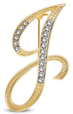 Großes Statement Abc Pave Crystal Cursive Script Monogramm Buchstaben Alphabet Initial J Schal Revers Pin Brosche Für Frauen Gelbgold Plattiert