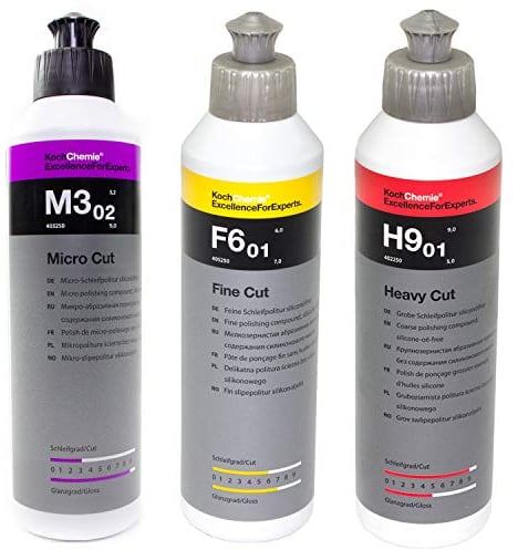 Politur Set Koch Chemie Heavy Cut H9.01 + Fine Cut F6.01 + Micro Cut & Finish M3.02 je 250 ml