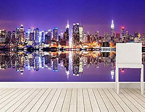 XHXI New York City Nuit Manhattan Villes Papiers Peints Murale ktv bar Papier Peint Salon Canapé TV Mur Chambre Papier Peint 3D Salle de séjour Chambre à coucher Salle de séjour Mural-200cm×140cm