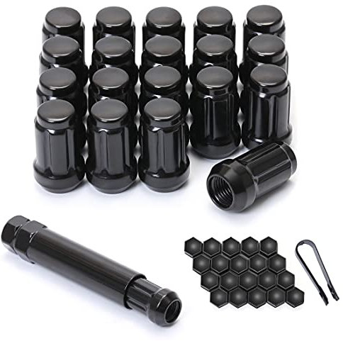 M12x1.5 Black Spline Lug Nuts - 1.38 Long Set of 20 for Honda Accord, CRV, Civic