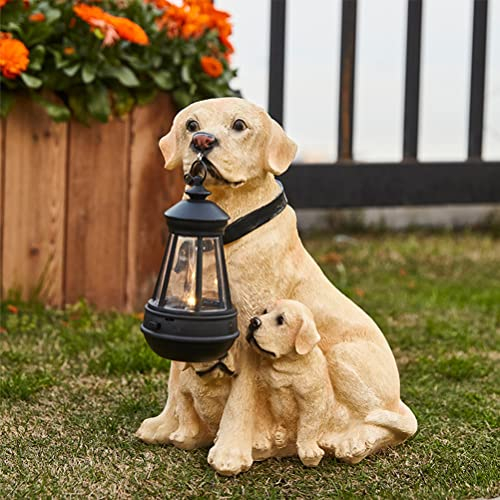 Solar Tiere für Außen Garten, Hunde-Skulptur Solarlampen für Außen Garten Deko Solartierskulptur Gartenfigur Solarleuchten im Freien Tierleuchten Großer Hund Deko mit Solarbeleuchtung,Labradoodle