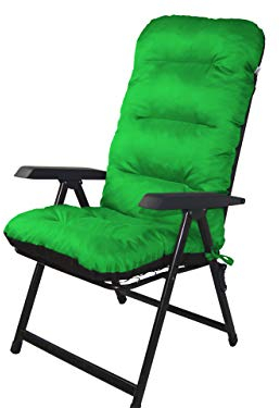 Bjird 2 x Stuhlauflagen für Gartenmöbel Sitzpolster für Hochlehner Gartenmöbelauflagen, Chair, Gartenstuhl-Auflage - 120 x 48 x 7 cm - Grün - 2 Stück