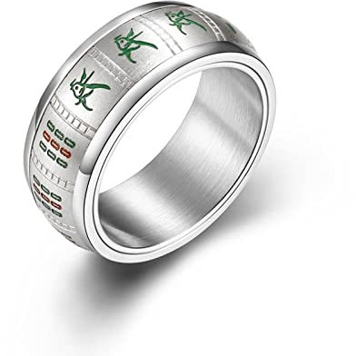 Wycian Drehbarer Ring Herren, Ehering Herren Silber Mahjong Größe 11 Edelstahlbandring para Jubiläum Geburtstag