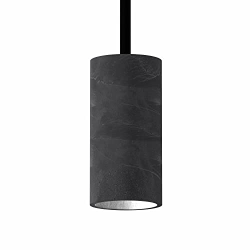 Betoniq Pendelleuchte Beton modern klein NARA13 außen schwarz innen silber - Industrial Design Betonlampe Hängelampe mit LED Glühbirne und Fassung GU10 - Hängeleuchten & Pendelleuchten in Betonoptik
