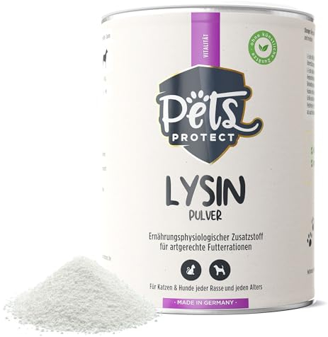 Pets PROTECT 100% reines LYSIN für Katzen & Hunde | 150 g Pulver hochdosiert | Deutsche Herstellung | Zur Vorbeugung & Unterstützung des Immunsystems | Bei Katzenschnupfen | Ohne künstl. Zusätze