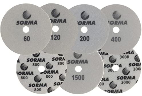 Set lucidatura dischi diamantati abrasivi Sorma I DIA MX 100 per marmo, granito, agglomerati, gres