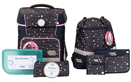 SCHOOL-MOOD - Schulranzen Set Pony, 7-teilig - Hero Maxx Air+ - inkl. Zubehör - ergonomischer Schulranzen Jungen & Mädchen - Schultasche für Kinder in der 1. bis 4. Klasse Ella (Pony)