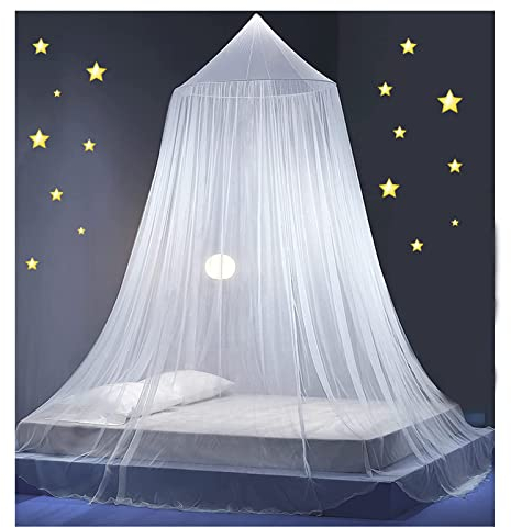 Cupola Zanzariera, Per Letto Matrimoniale, queen size e king size, Adatto per Uso Interno ed Esterno(bianca)