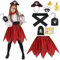 Hifot Piratenkostüm Kinder Mädchen,Piraten Kleid mit Piraten Zubehör Kinder Ohrring Münze Augenklappe Piratenset Piraten Rollenspiel für Karneval Fasching Halloween Piratenparty