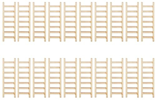 Sanmum Lot de 20 mini escabeaux en bois - Modèle de paysage miniature - Pour jardin féerique - Pot de fleurs - 6 x 2 cm