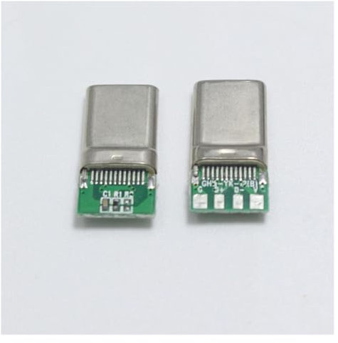 AANAN Nickel/vergoldet USB 3.1 4P Typ C Stecker Schweißen USB 4 In 1 DIY Reparaturen Kabel Ladegerät Stecker kompatibel mit Telefon (Size : Nickel Plated, Color : 2set)