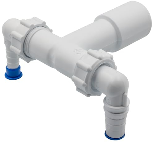 Sifón Doble para Lavadora y Secadora – Conexión Antirretorno para Electrodomésticos – Instalación Exterior con Acabado Cuidadoso