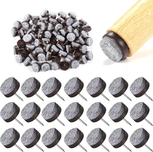 100 Stück Bodenschutz Gleiter Rund, Stuhl Filzgleiter Nagel für Stühle, 20mm Filz Stuhlbeingleiter Stuhlgleiter mit Weichem Möbelgleiter für Holzmöbel Stühle Tischbeinfüße mit Plastikbox
