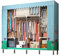 EsEntL Kleiderschrank aus Leinen, mit Fächern und Kleiderstange, Stoff-Kleiderschrank, Aufbewahrungsorganisator, Schrank für Ankleidezimmer, Schlafzimmer, C-166 x 45 x 172 cm