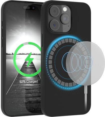 EAZY CASE - Silikonhülle für iPhone 15 Pro Max Hülle mit MagSafe Silikon Case Schwarz weich stoßfeste Handyhülle iPhone 15 Pro Max Schutzhülle mit Kameraschutz Dünn Schutz Cover TPU Bumper in Schwarz