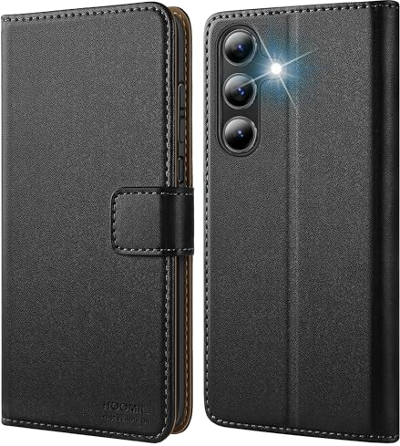 HOOMIL MagFlip Handyhülle für Samsung Galaxy A35 5G Hülle, [Erstklassige Handwerk] Premium Leder Tasche Klappbar Case Schutzhülle - Schwarz