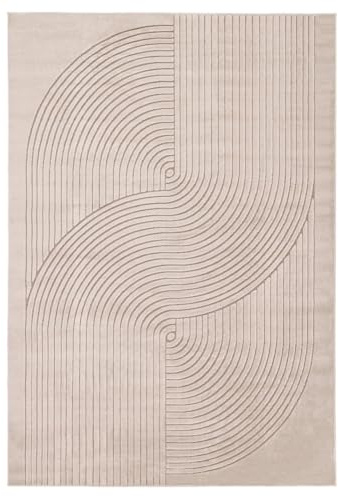 RugVista Crizia Teppich, 240 x 340 cm, Beige | Moderne, Rechteckig, Niedriger Stapel, Nur chemische Reinigung, Oeko-Tex 100, Wohnzimmer, Schlafzimmer
