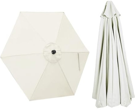 JEDAL Auvent de Parapluie de Remplacement, Toile pour parasol de Rechange 2.50/2.70/3.0m 6 baleines auvent de rechange pour pelouse jardin plage(Blanca,200cm)