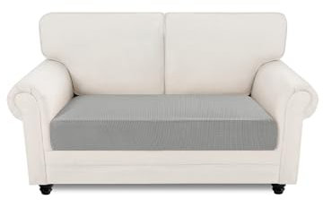 Easy-Going Stretch Sofa Couch Überzug 2 Sitzer, 1 Stück Universeller Rutschfester Sofa Sitzkissenbezug, Waschbarer Jacquard Sofaschutz Hund Katze Kind, Kuscheliger Küchensofa Cover, Hellgrau