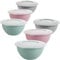 Lot de 6 bols mélangeurs modèle pastel avec couvercle de 1 l, saladier avec couvercle, en plastique sans BPA (PP), couleur : gris clair, rose pastel, vert pastel, couvercle transparent