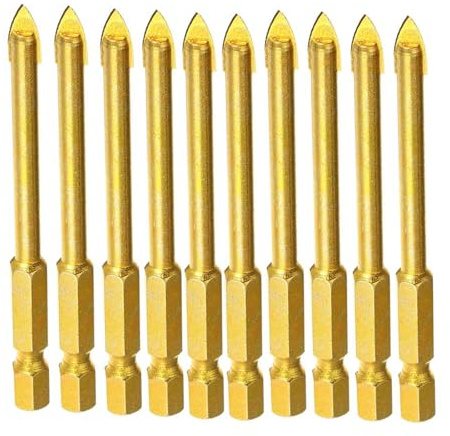 MACHSWON 10Pcs 6mm Tungsten Tile Drill Bit Set Carbide Drill Bits Glass Ceramic Flat Spear Head Drill Bit