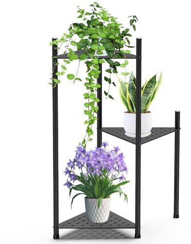 VeyFolzin.st 3 Etagen Metall Pflanzenständer Blumentopfständer, Mehrstöckig Blumenständer Pflanzenständer, Pflanzenregal Blumenregal Pflanzentreppen für Zuhause Garten Terrasse Balkon Büro Wohnzimmer