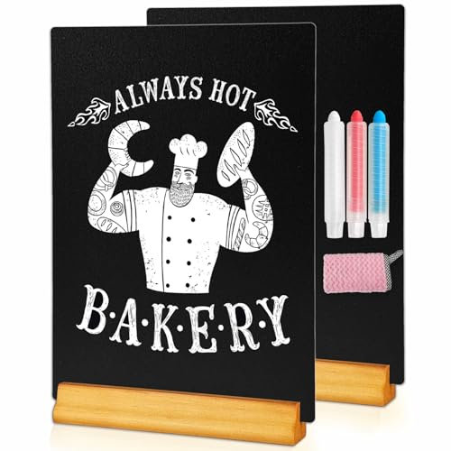 Moco Moment Kreidetafel, A3, radierbar, mit Holzständer, Menü-Kreidetafeln für Party, Tischdekoration, Bar und Restaurant, 2 Stück