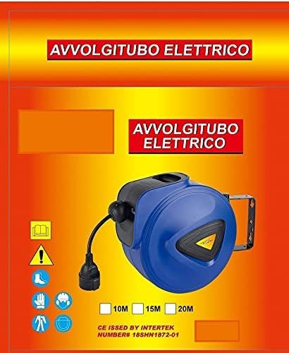REPLOOD Avvolgicavo Elettrico con Cavo Prolunga Shucko Avvolgitubo Retrattile Fissaggio a Muro (10 metri)