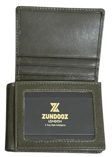 ZUNDOOZ London Men's PocketFit Designer Leather Tri-Fold Wallet Slim Sleek Design (Camo Green)