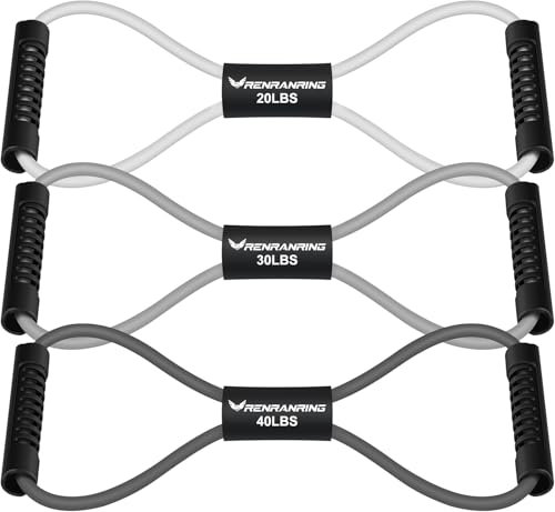 Figure 8 Fitness Resistance Bands with Handles - Exercise Tube Band Set of 3 for Arm and Shoulder Stretch, Rope 8 Word Elastic for Women and Men